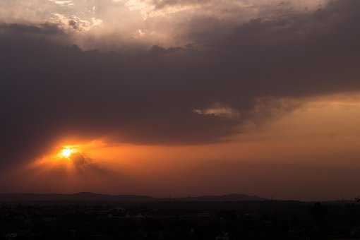 Solnedgang, Himmel, Natur, Sol, Landskab