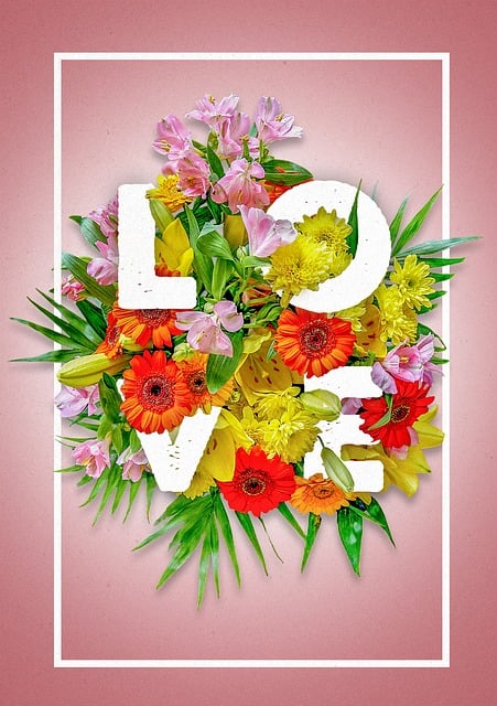 Love, Karte, Blume, Liebe, Natur