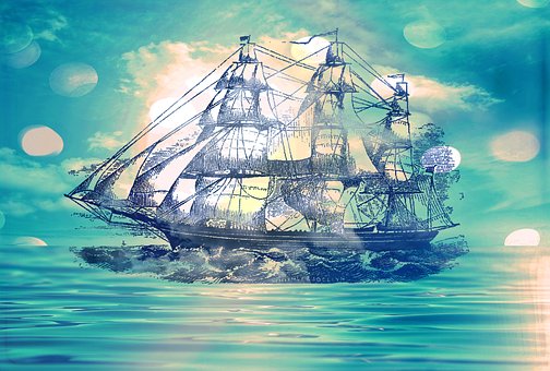 Meer, Reise, Boot, Kunst, Malen, Blau