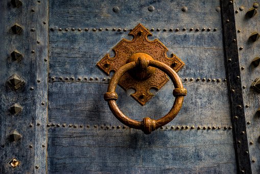 Door, Wood, Antique, Ancient, Metal Ring