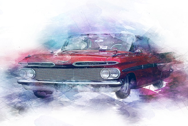 Free car motor show old illustration