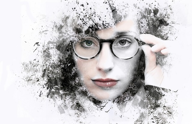 woman, girl, female, young, beauty, portrait, ink, smudge, splashes, glasses, glasses, glasses, glasses, glasses, glasses