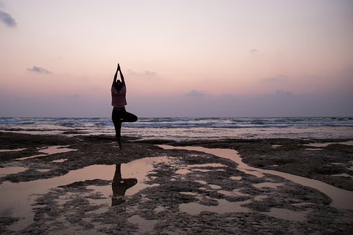 Yoga, Playa, Reflexión, Mujer