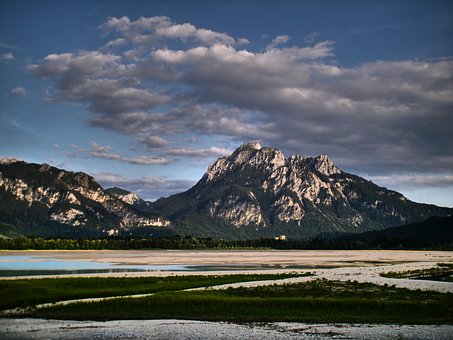 Lago Seco, Montaña, Seco, Nubes, Cielo