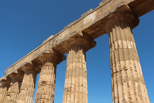 Tempel, Kolonner, Sicilien, Ruin