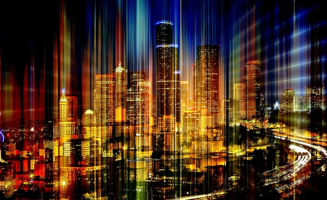 skyline, light, shine, rising up, distortion, downtown, seattle, cityscape, urban, blue, dusk, seattle, seattle, seattle, seattle, seattle