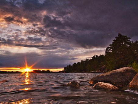 Hav, Solnedgang, Ocean, Vand, Himmel