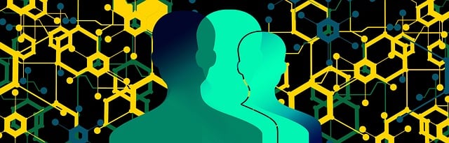 Free hexagon group blockchain illustration
