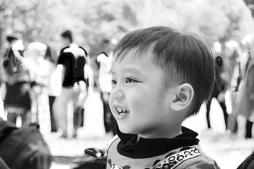 어린이, 기쁨, 행복하다, 웃다, 소년, 아이, 미소 회색