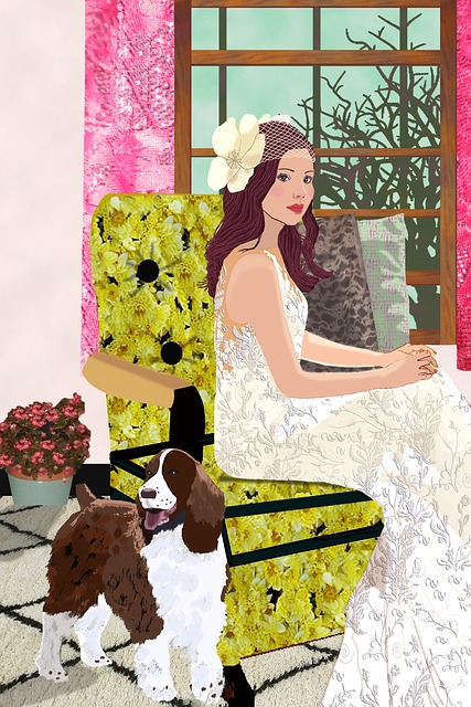 Free bride living room english springer spaniel illustration