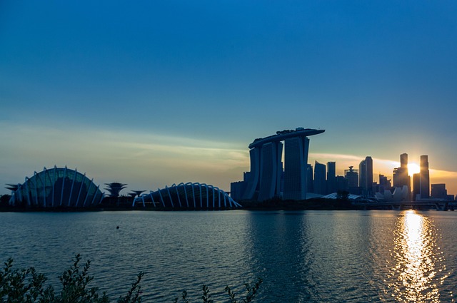 Singapore, Skyline, Solnedgang