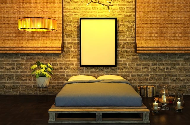 Free interior bedroom bed illustration
