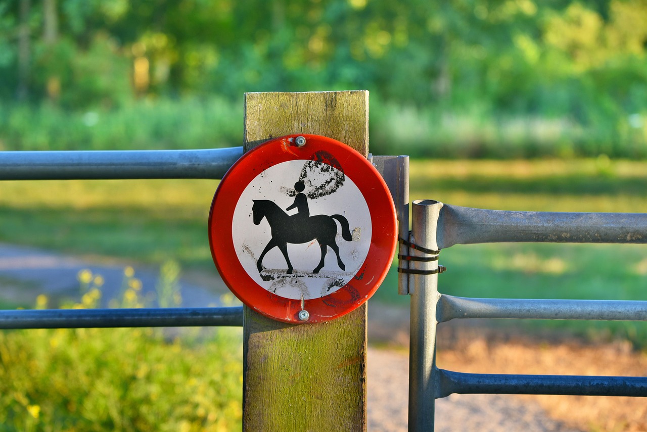 Horses Prohibited, No Horse Riding, Forbidden, Sign
