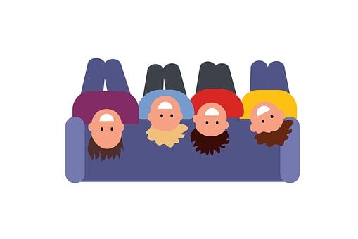 Kinder, Familie, Sofa, Baby, Glücklich