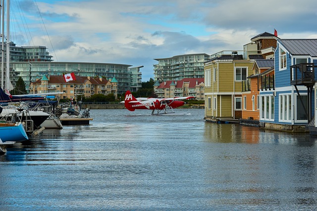 seaplane, victoria, nature, port, canada, sea, fishing boats