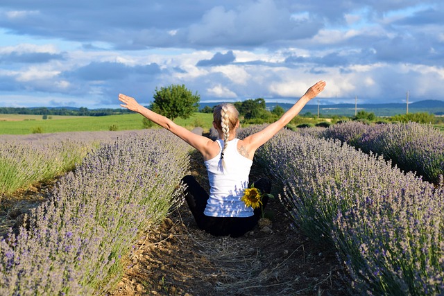 Lavendel, Frau, Feld, Natur, Blume