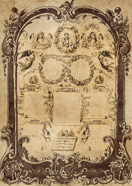 Free frame family tree antique illustration