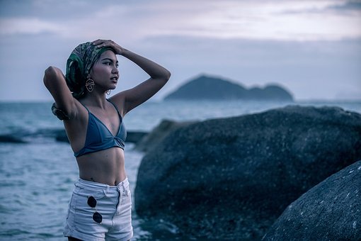 Atractivo, Playa, Hermosa, Bikini