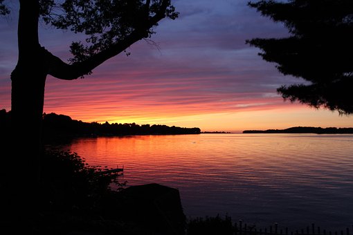 Sonnenuntergang, Natur, Norden, Bäume
