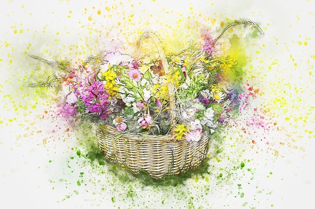 Free flowers bouquet basket illustration