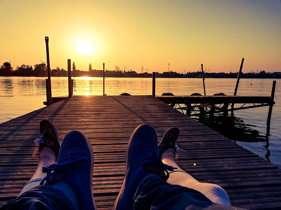 Puesta Del Sol Puente Lago - Foto gratis en Pixabay - Pixabay