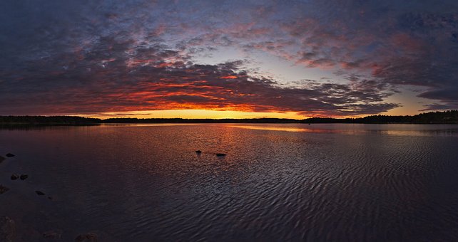 Landskab, Solnedgang, Natur, Hav, Sommer