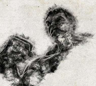 Arte, Dibujo, Monstruo, Gris Dibujo