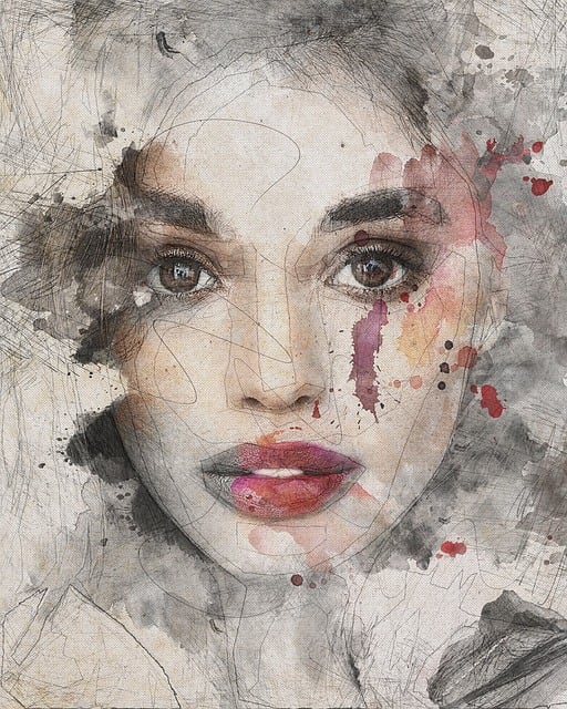 Mujer, Arte, Resumen, Acuarela