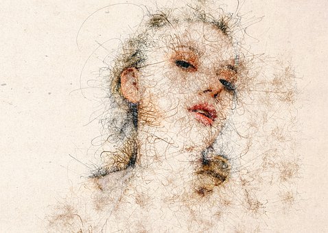 Arte, Abstracto, Lienzo, Mujer, Lápiz
