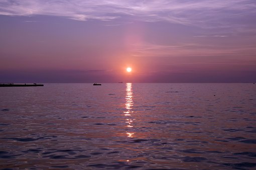 Atardecer, Tryte, Cielo Azul, Mar, Agua