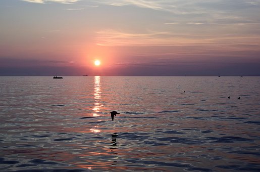 Atardecer, Cielo Azul, Tryte, Mar, Agua