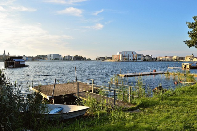 Jönköping, Lago, Agua, Barco