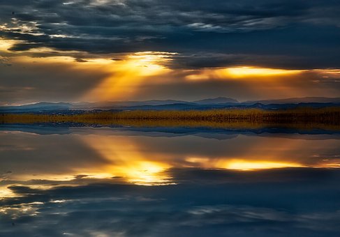 Sonnenaufgang, Reflexion, Wolken