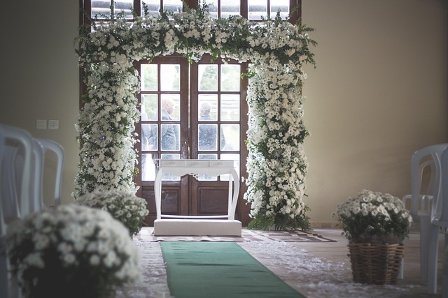 floral, wedding, altar