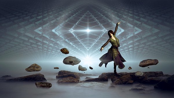 Fantasy, Woman, Dance, Stones, Hover