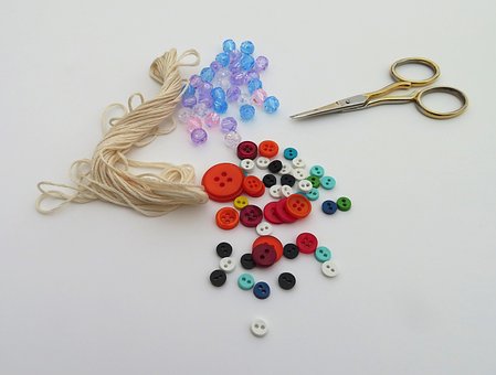 Crafting, Syning, Tråd, Saks, Knapper