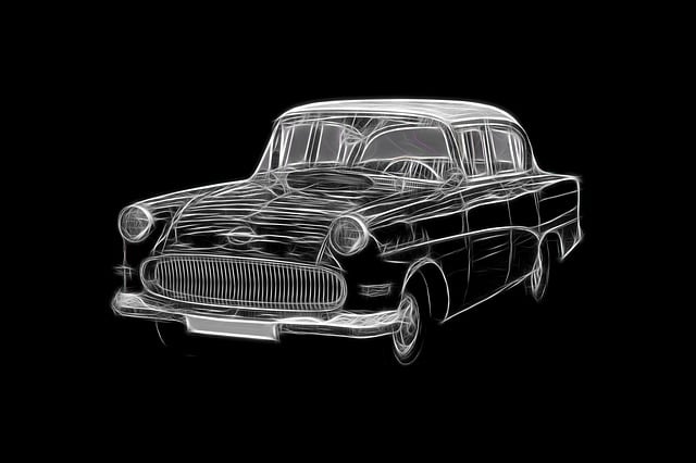 Free graphic light painting antique car illustration