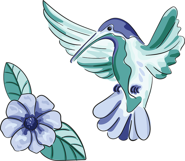 Free humming-bird bird flower vector
