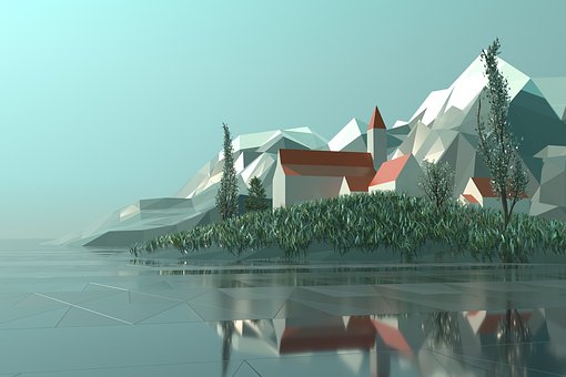 Bajo Poli, 3D, Renderizado, Ciudad