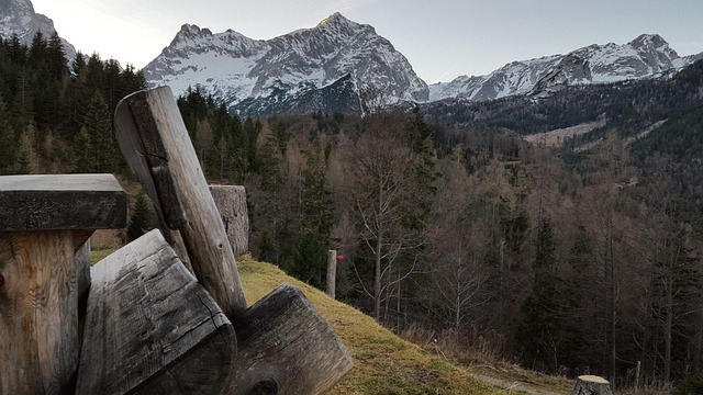 Natur, Alpen, Berge, Holztisch, Hütte