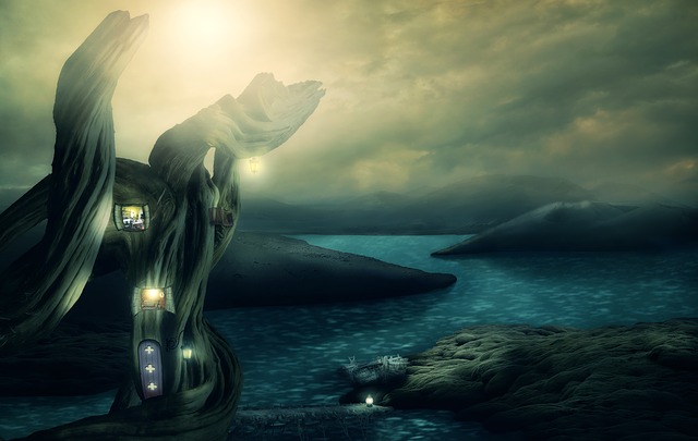 Free fantasy tree boat illustration