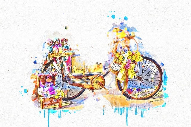 Free bicycle nature flowers illustration