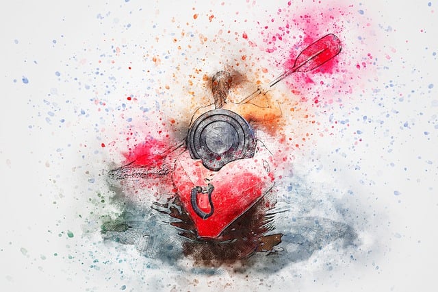 Free canoe river girl illustration