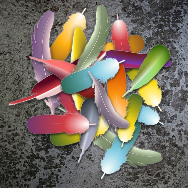 Free feathers multicoloured heap illustration