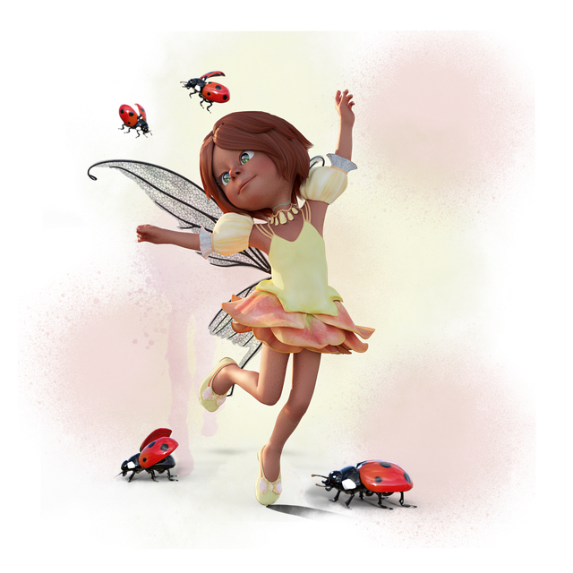 Free elf fairy ladybug illustration