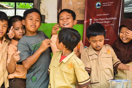 어린이들, 학교, 쾌활한, 교육, 모, Bogor, 인도네시아