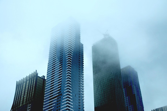 Ciudad, Edificio, Tormenta, Lluvia