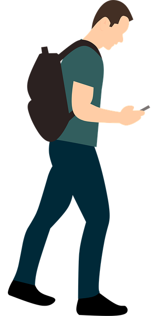 Free man travel smartphone vector