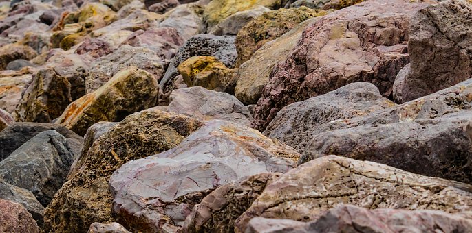 Steine, Felsen, Golden, Bunt