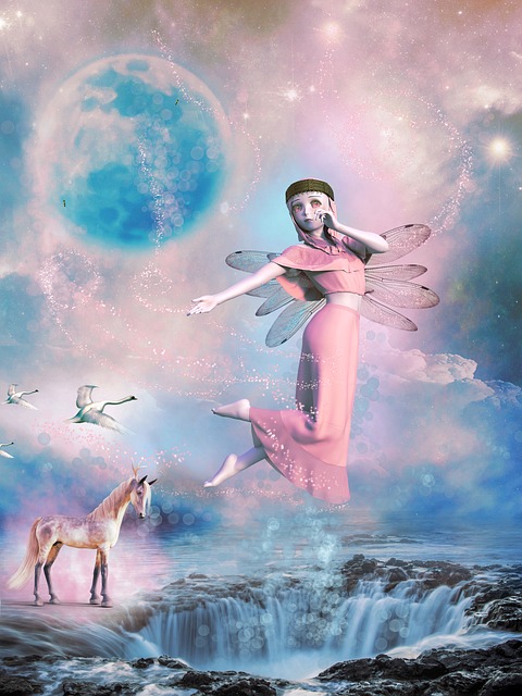Free elf unicorn mythical creatures illustration